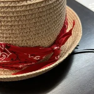 Je t’aime Straw Bandana Fedora Jaybird Panama Fedora - White Straw Hat for Summer with  main image 4